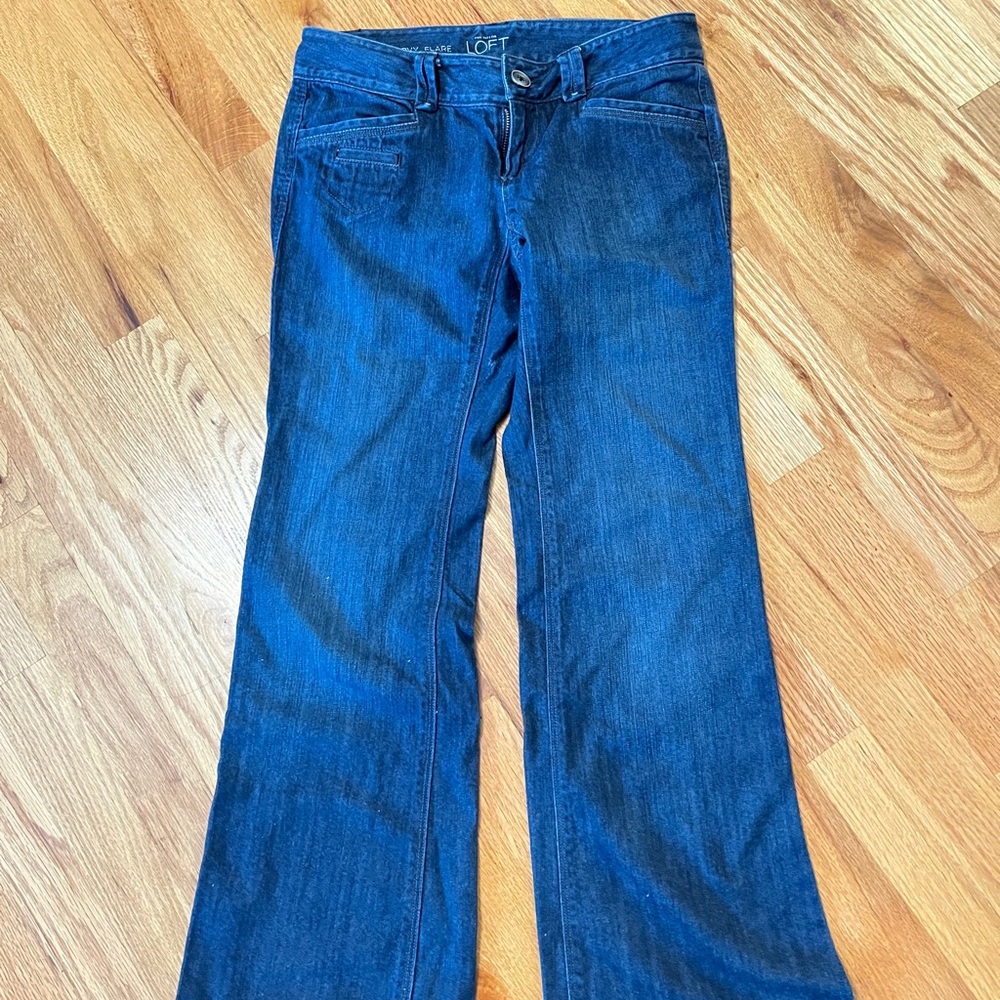 LOFT Blue Flare Wide Leg Jeans